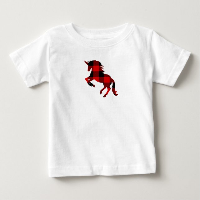 Unicorn Buffalo Check Pput T-Shirt (Framsida)