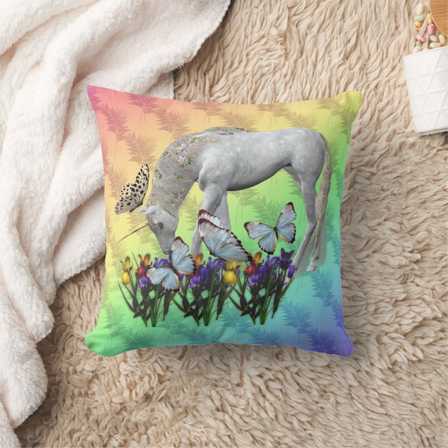 Unicorn Butterflies Fantasy Art Kudde (Filt)
