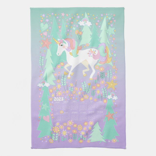 Unicorn Calendar Towel Kökshandduk (Vertikal)