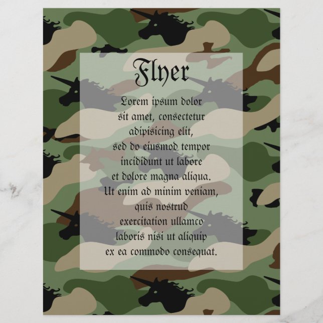 Unicorn Camouflage Reklamblad (Framsidan)