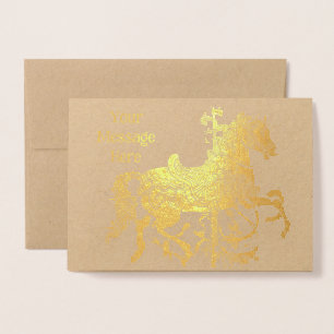 Unicorn Carousel Horse Folierat Kort
