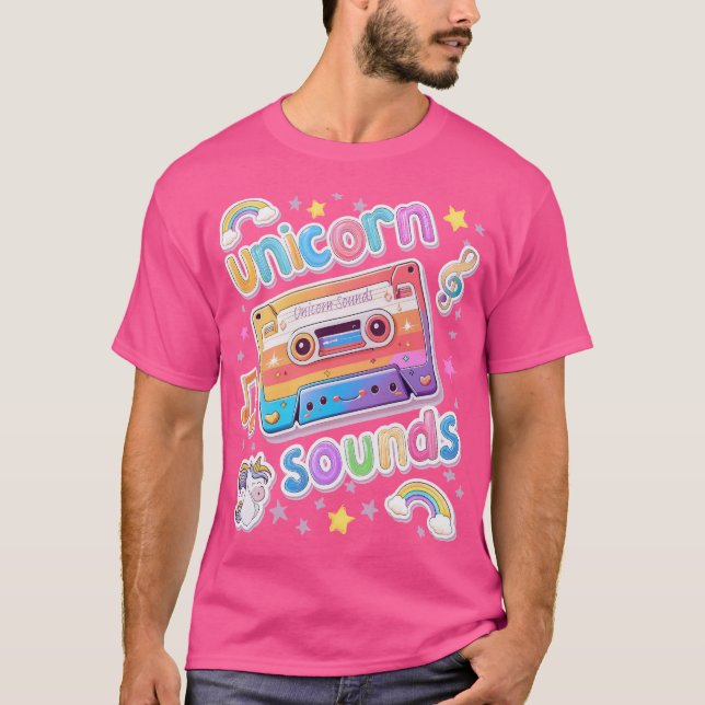 Unicorn Cassette Collage Manar T Shirt (Framsida)
