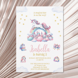 Unicorn Castle Rainbow Magic Birthday Inbjudningar