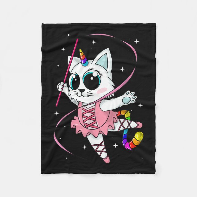 Unicorn Cat Cati Maj Kittycorn Cute Kattunge Rainb Fleecefilt (Framsidan)