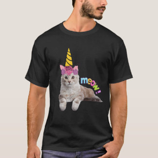 Unicorn cat Meow-skjortretro T Shirt