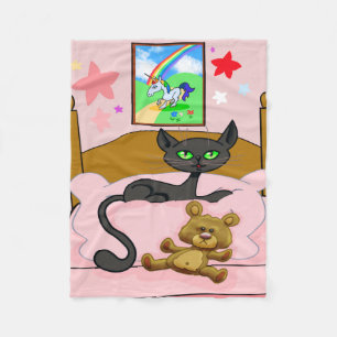 Unicorn, cat och nalle fleece filt
