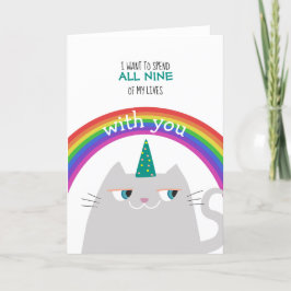 Unicorn Cat Valentine Day Helgkort