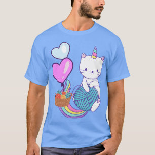 Unicorn Cat with Yarn best stickning nånsin T Shirt