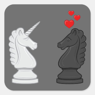 Unicorn Chess Knight Fyrkantigt Klistermärke