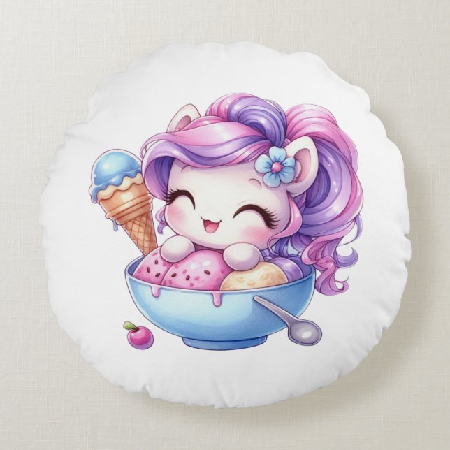 unicorn circle cushion rund kudde (Framsidan)