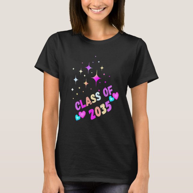 Unicorn class of 2035 grow with me t shirt (Framsida)