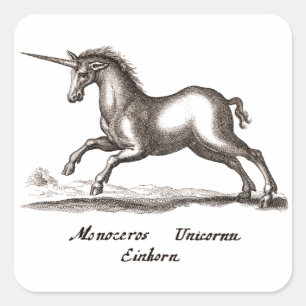 Unicorn Classic Running Magic Woodland Creature Fyrkantigt Klistermärke
