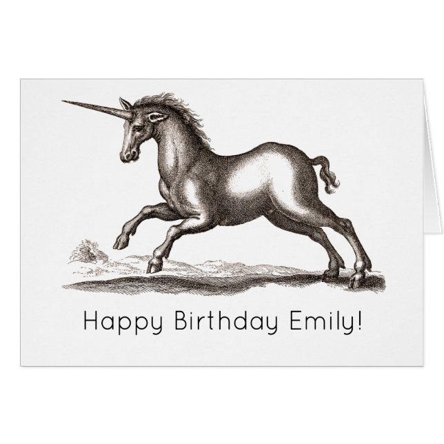 Unicorn Classic Running Magic Woodland Creature Hälsningskort (Framsidan Horizontal)