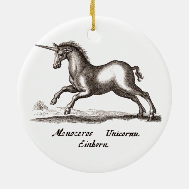 Unicorn Classic Running Magic Woodland Creature Julgransprydnad Keramik (Baksidan)