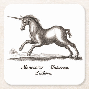 Unicorn Classic Running Magic Woodland Creature Underlägg Papper Kvadrat