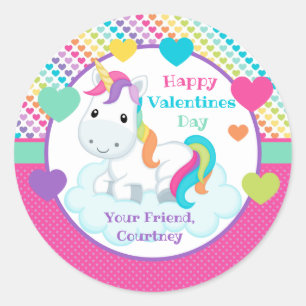 Unicorn Classroom Valentines day Sticker Runt Klistermärke