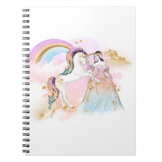 Unicorn Clipart Rainbow Fairytale Anteckningsbok (Framsidan)