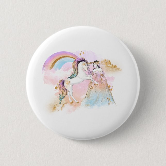 Unicorn Clipart Rainbow Fairytale Knapp (Framsida)