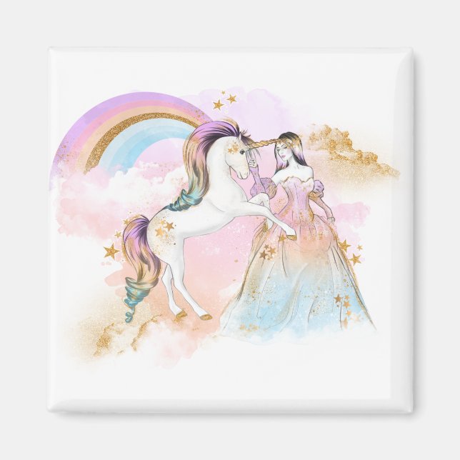 Unicorn Clipart Rainbow Fairytale Magnet (Framsidan)