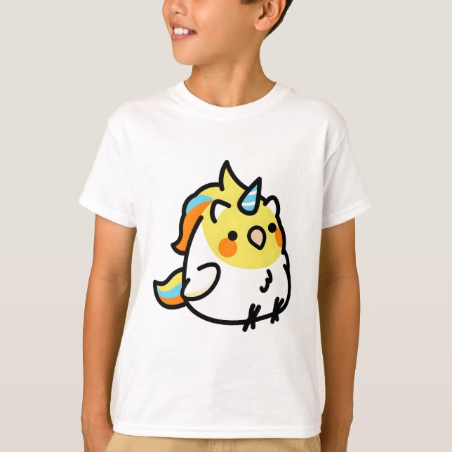 Unicorn Cockatiel Scooty T Shirt (Framsida)