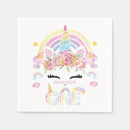 Unicorn Colorful First Birthday Pappersservett