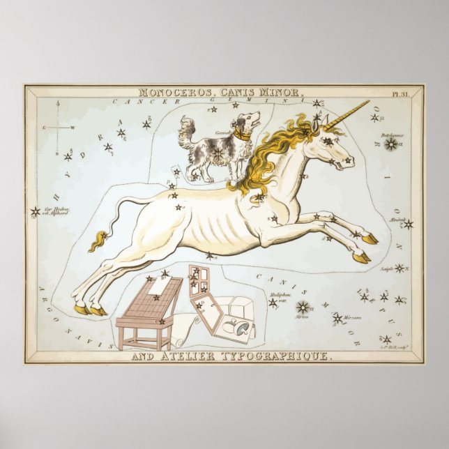 Unicorn - Constellation - Star - Astronomy Poster (Framsidan)