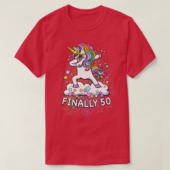 Unicorn-coola-dabbing på 50 år t shirt (Design framsida)