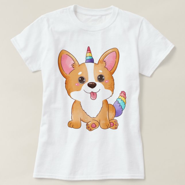 Unicorn Corgi T-Shirt (Design framsida)