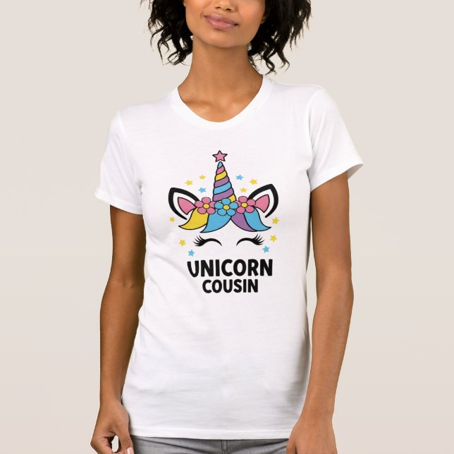 Unicorn Cousin Adult Birthday Party T-Shirt (Framsida)