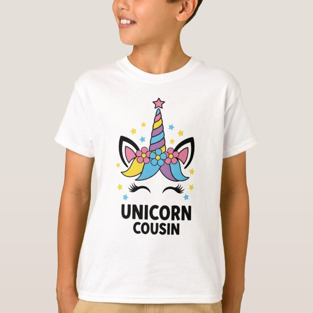 Unicorn Cousin Boy Kids Birthday T-Shirt (Framsida)