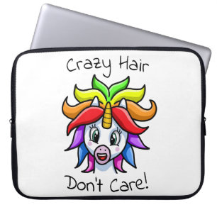 Unicorn Crazy Hair bryr sig inte om roligt Laptop Fodral