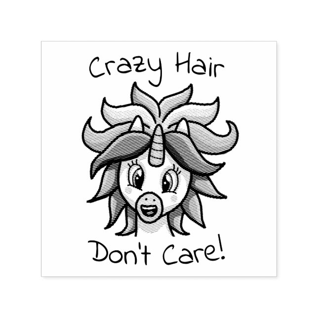 Unicorn Crazy Hair bryr sig inte om roligt Självfärgande Stämpel (Design)