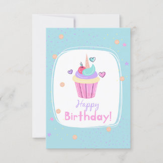 Unicorn Cupcoa Birthday Card Kort