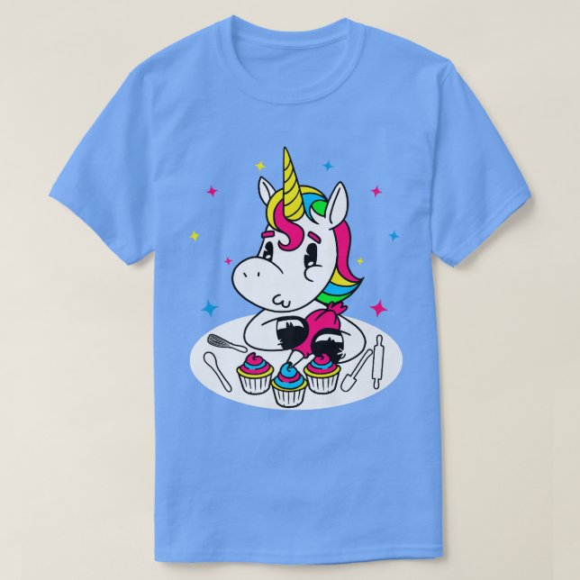 Unicorn Cuptårta Baker I Funny Cake Baking T Shirt (Design framsida)
