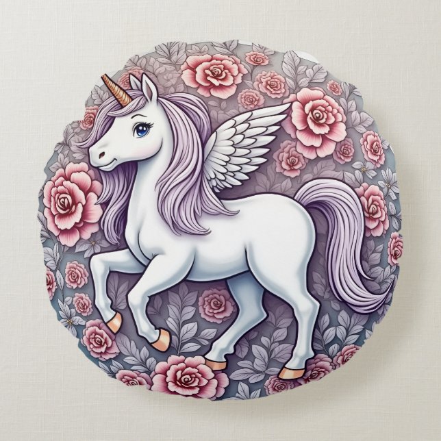 Unicorn cushion rund kudde (Framsidan)