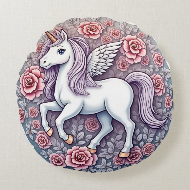 Unicorn cushion rund kudde (Framsidan)