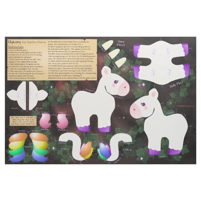 Unicorn cut-and-Sew Fabric Tyg (Yard)