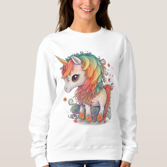UNICORN CUTE art DAM t-shirts SWEATSHIRT (Framsida)