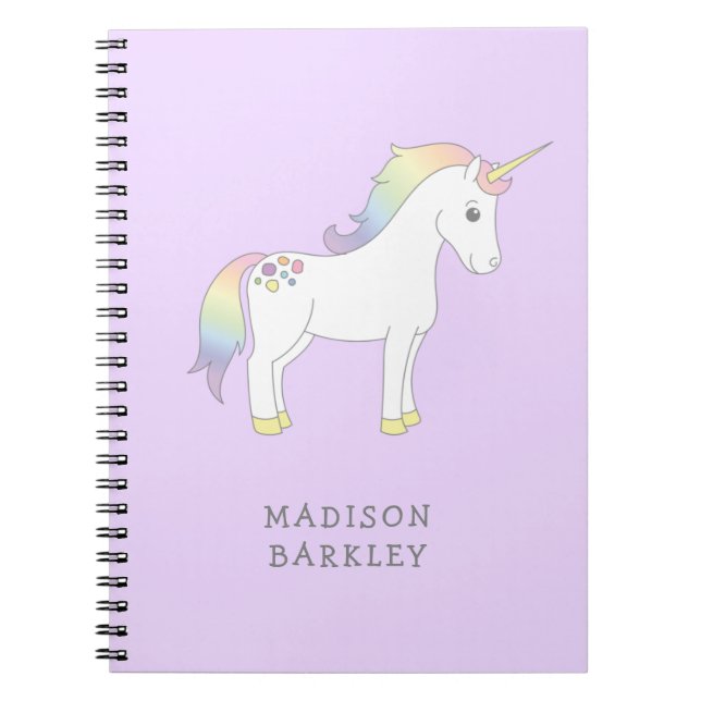 Unicorn Cute Kids Pastel Anteckningsbok (Framsidan)