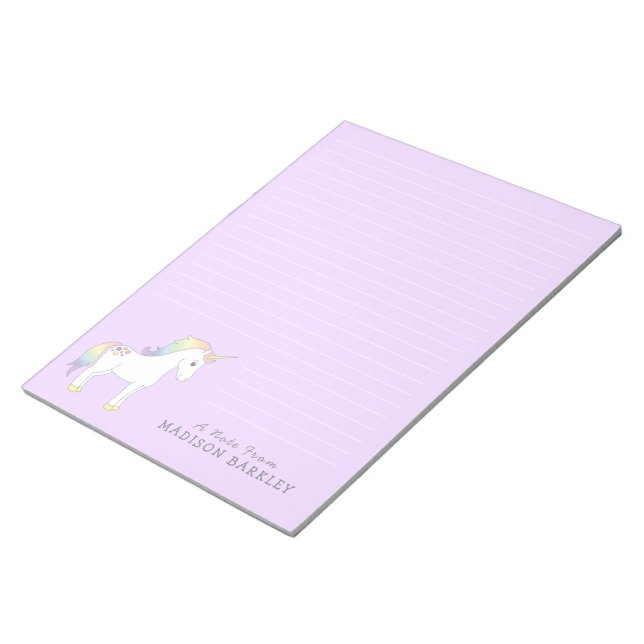 Unicorn Cute Kids Pastel Stationary Anteckningsblo Anteckningsblock (Vinklad)