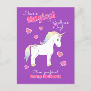 Unicorn Cute Kids Valentindagen Kawaii-vykort Vykort