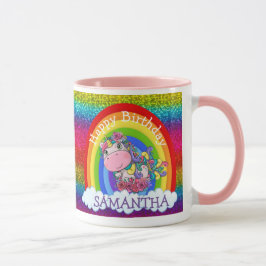 Unicorn Cute Rainbow Glitter Mugg