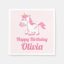 Unicorn Cute Rosa Birthday Pappersservett