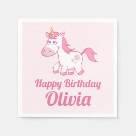 Unicorn Cute Rosa Birthday Pappersservett