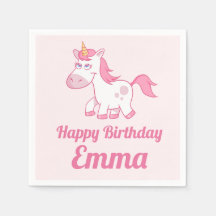 Unicorn Cute Rosa Birthday Pappersservett