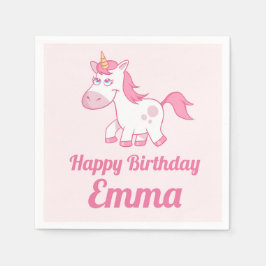 Unicorn Cute Rosa Birthday Pappersservett