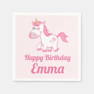 Unicorn Cute Rosa Birthday Pappersservett
