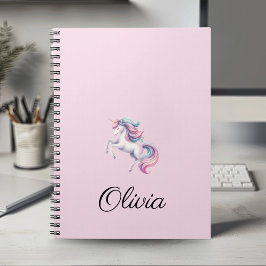 Unicorn Cute Watercolor Personlig Namn Anteckningsbok