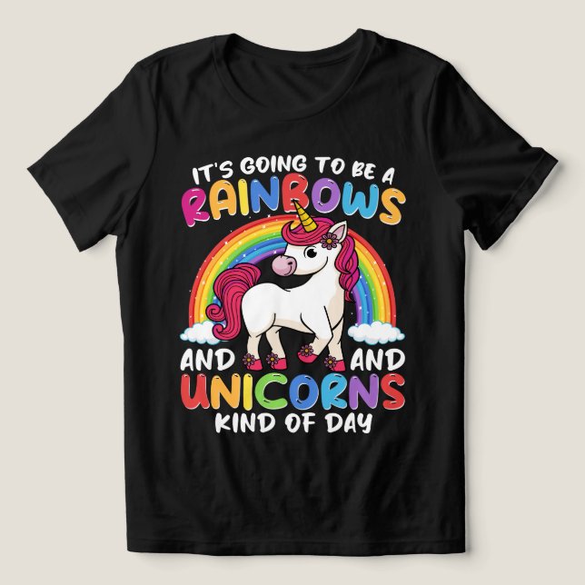 Unicorn Cute Whimsical Funny Rainbows and Unicorns T Shirt (Design Framsida)