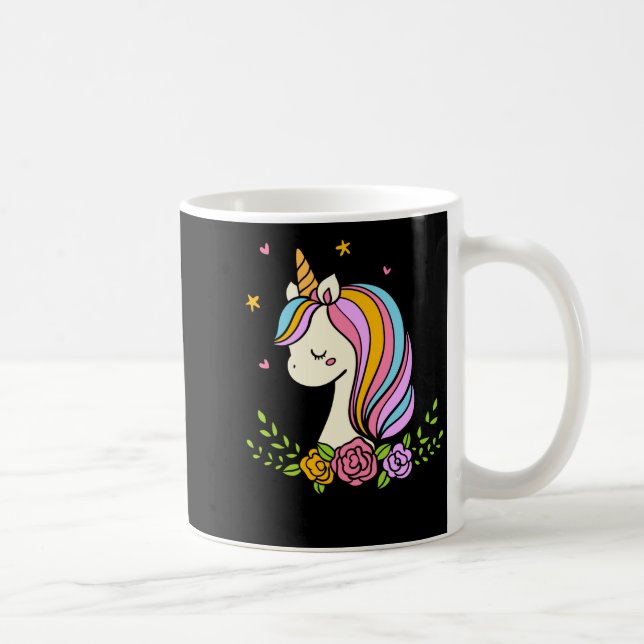 Unicorn Cute Whimsical Girly D Name  Kaffemugg (Höger)